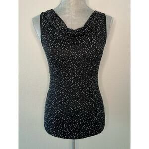 EXPRESS Silver Studded Black Top Cowl Draped Neck Size XS Sleeveless Tank